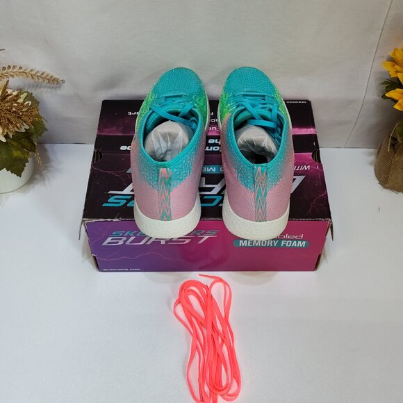 Skechers Burst High-Top Shoes Air-Cooled Memory Foam Womens 8.5 Turquoise Multi - Picture 7 of 12